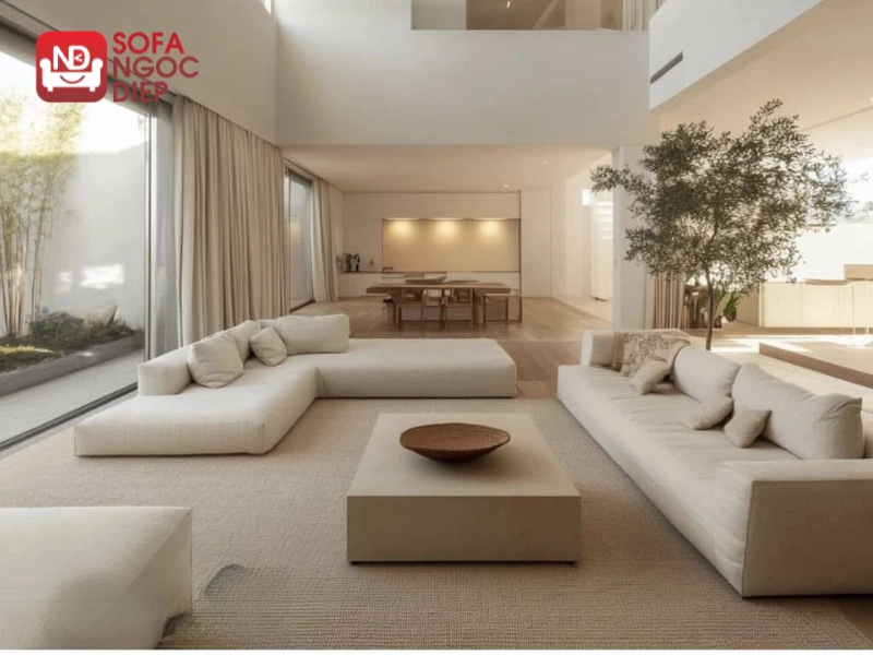Sofa vải nỉ kem phong cách Minimalist phù hợp cho không gian nhà hàng sân vườn, café-restaurant hiện đại Sofa vải nỉ kem phong cách Minimalist phù hợp cho không gian nhà hàng sân vườn, café-restaurant hiện đại